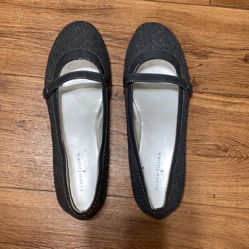 Faded Glory Mary Jane Grey Wool Size 9